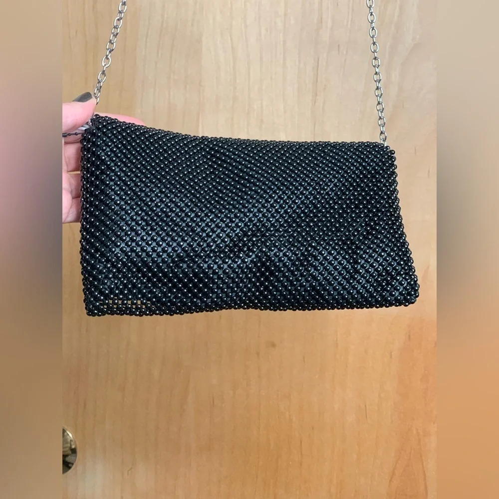 International Concepts Elegant Black Pearled Evening Clutch   Y2K Glam